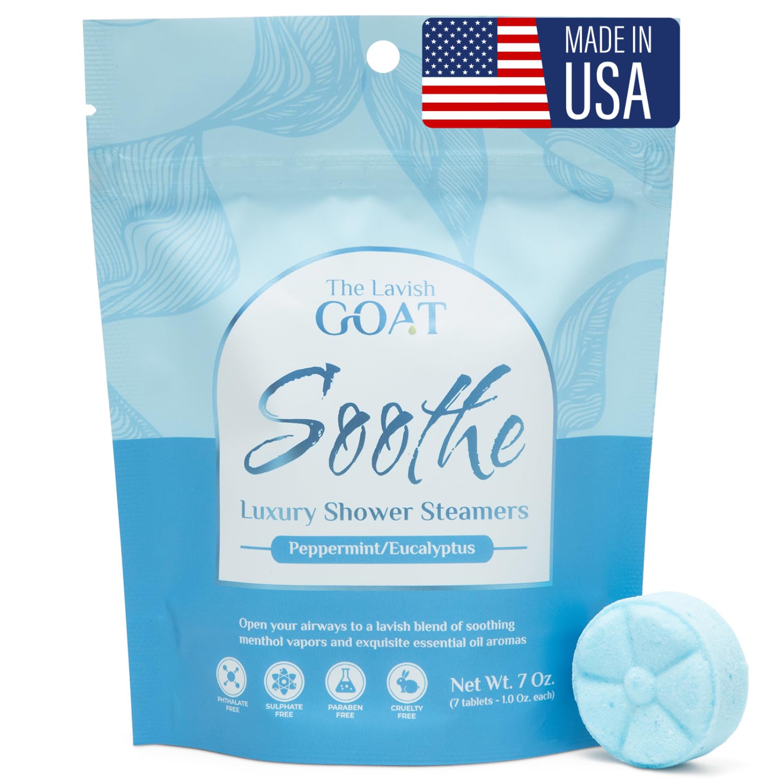 TLG Soothe Shower Steamers Aromatherapy 7 Pack – USA Made with Extra Menthol, Peppermint & Eucalyptus – Shower Bomb for Relaxation, Stress & Sinus