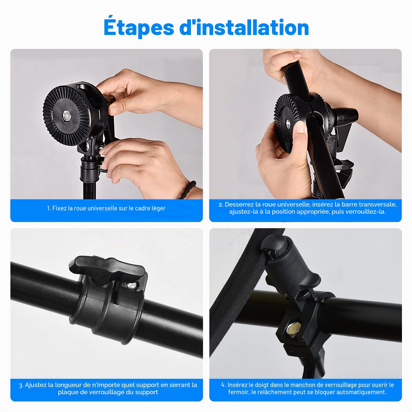 Support de réflecteur Extensible de 66 à 170 cm, Support Extensible pour réflecteur, Photographie, Support pivotant à 360 °, Barre transversale Extensible pour Studio Photo