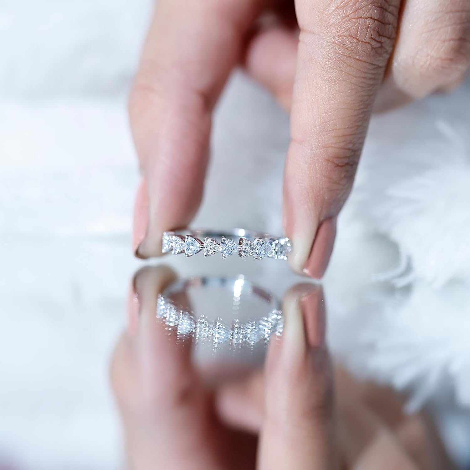 Certified Lab Grown Diamond Heart Wedding Ring, Ef-Vs Quality, Diamond Eternity Band For Women - Comes With Gift Box