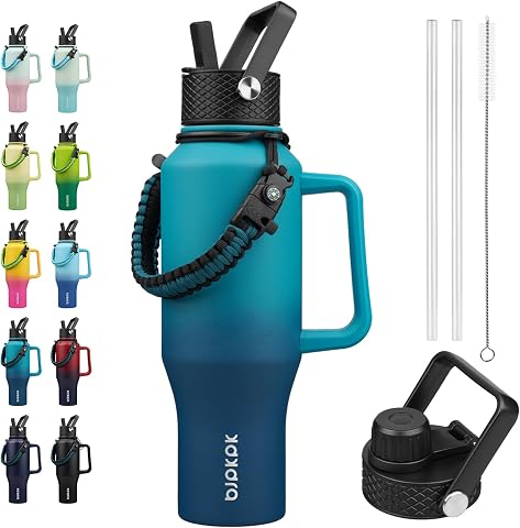 BJPKPK 35oz Insulated Water Bottle with Handle & Straw Li...