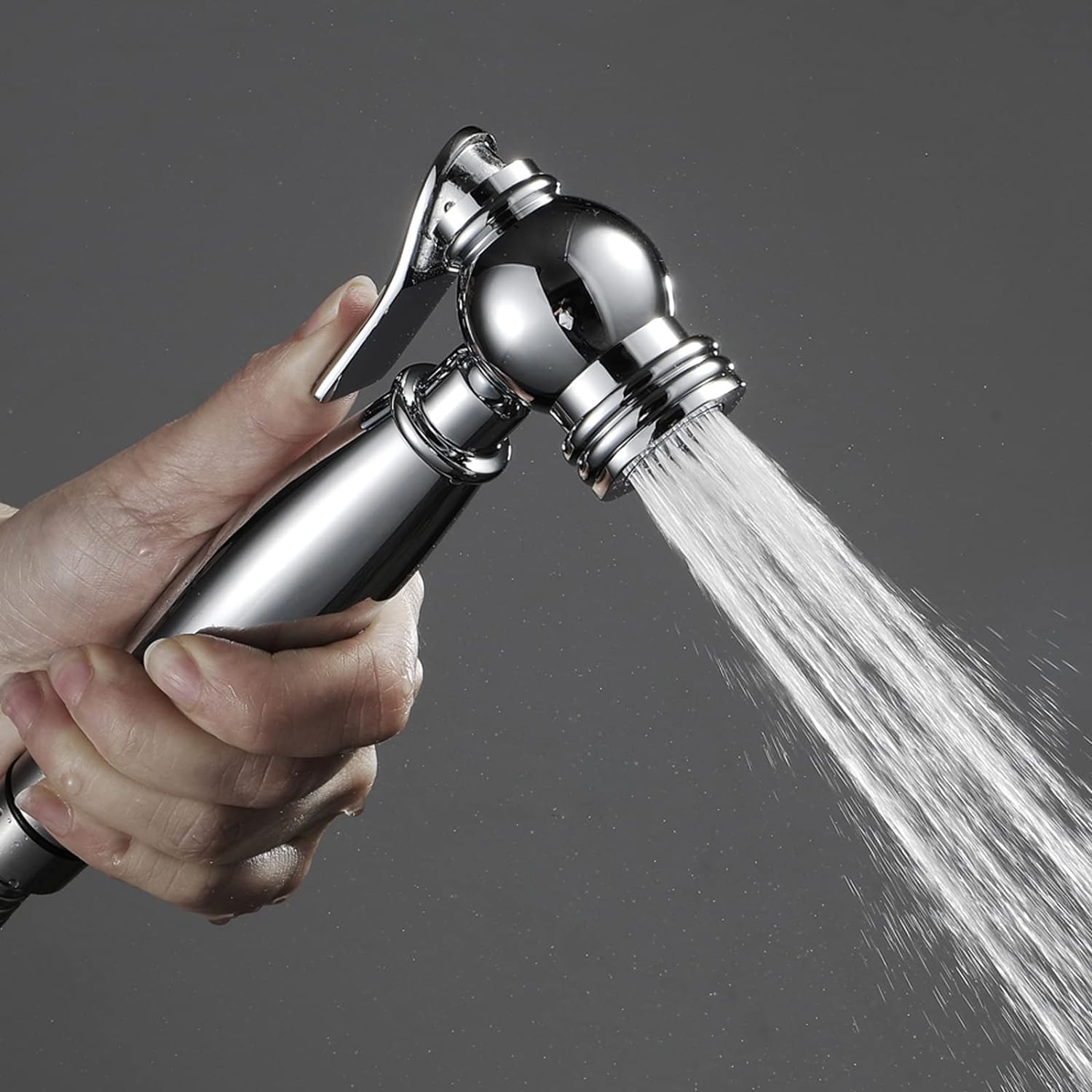 Toilet Shower Kit Brass Handheld Bidet Sprayer Hand Shower Bidet for Toilet Cleaning Pet Bathing Personal Hygiene Chrome — view 2