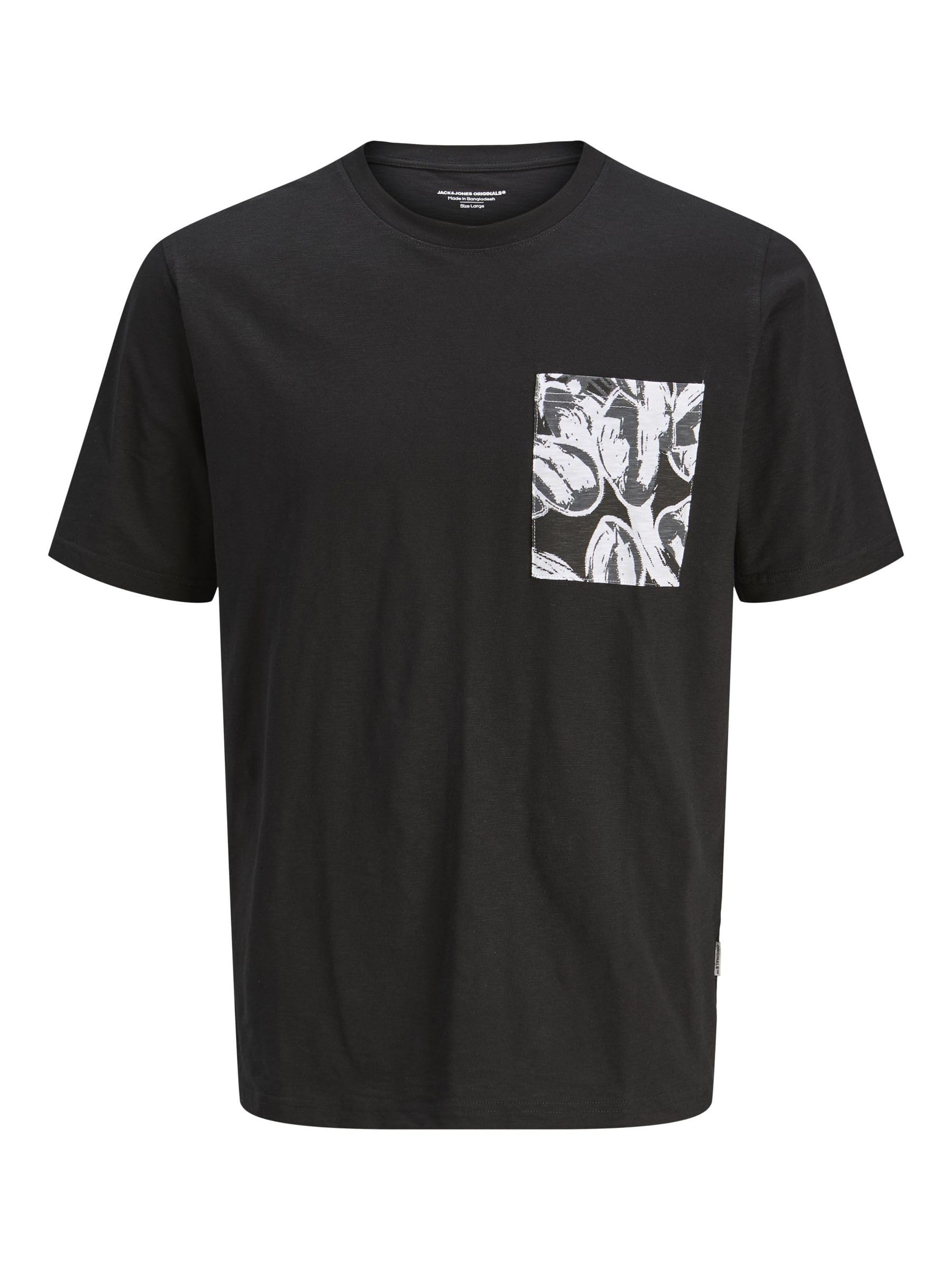JACK & JONES Jorsplit AOP Pocket Tee SS Crew Neck, Black, XL