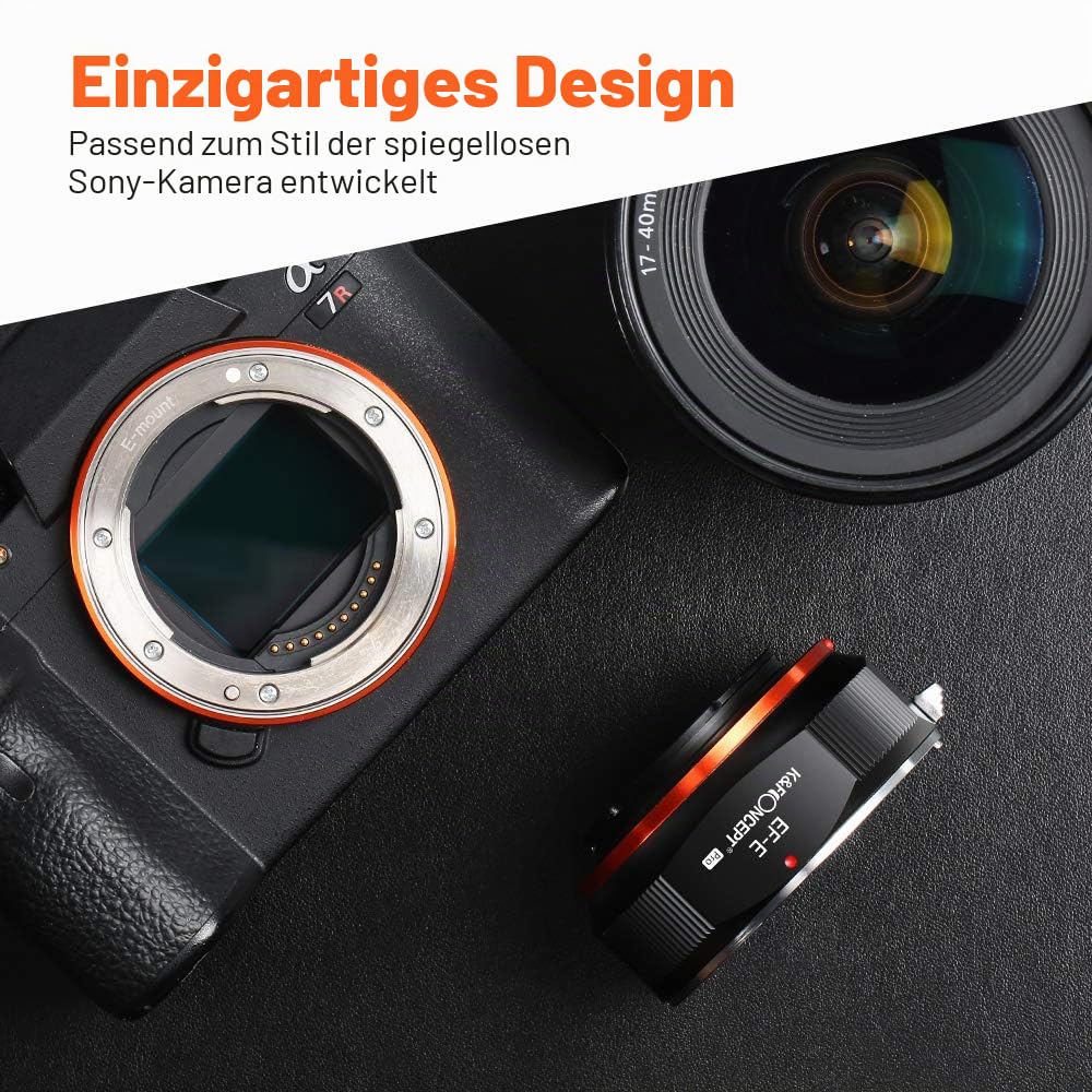 K&F CONCEPT M12105 EOS-NEX Hochpräziser Manueller Objektivadapter Canon EOS an Sony Adapter Ring für Canon EOS EF Objektiv auf Sony Alpha E-Mount Systemkamera (Keine Autofokus).