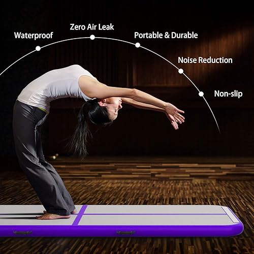 Miniatura 4 de EZ GLAM 10ft13ft16ft20ft Air Mat Tumble Track Inflatable Gymnastics Tumbling Track Mat with Electric Air Pump for CheerleadingPracticeBeachParkHome
