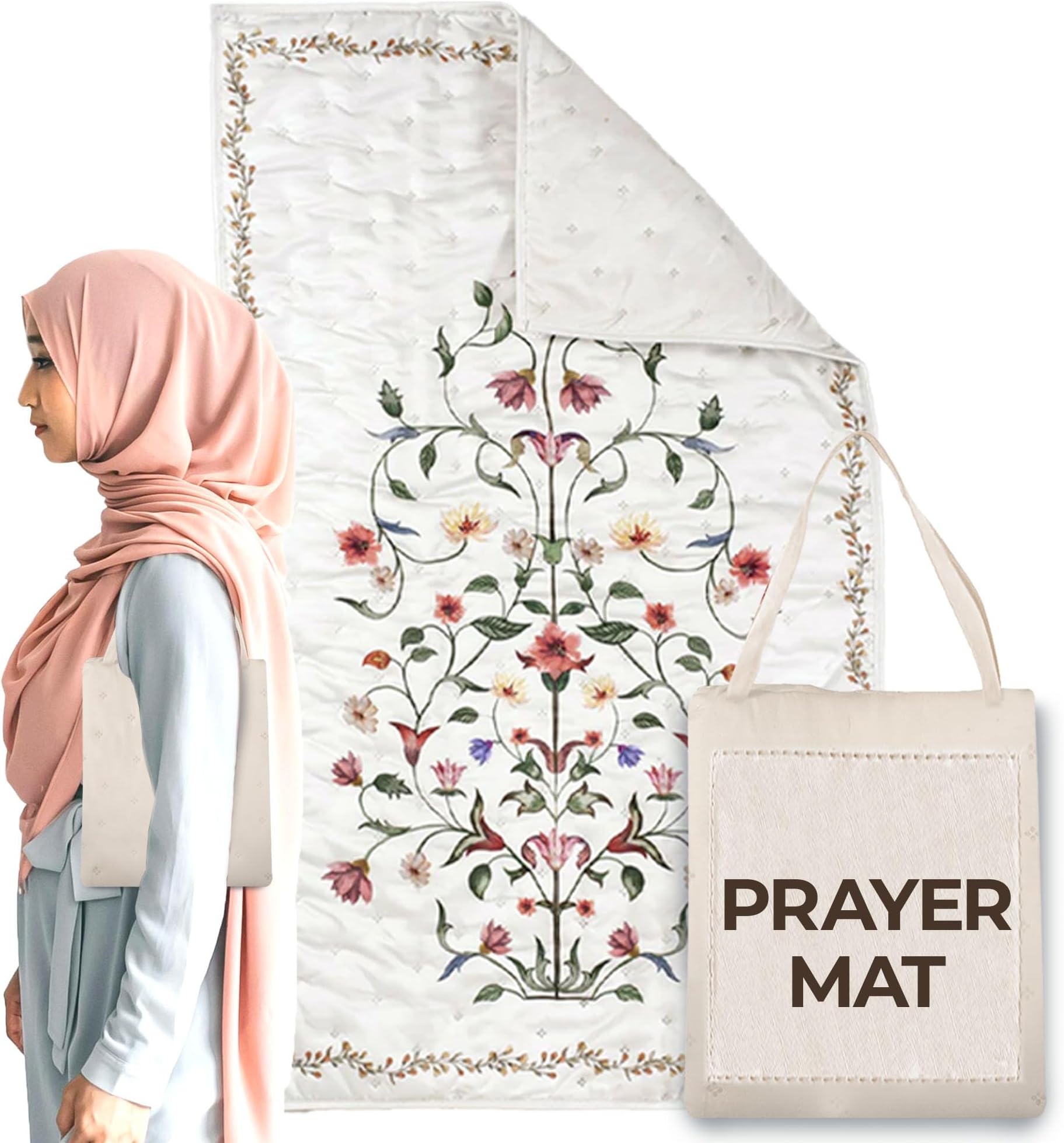 Muslim Prayer Mat - سجادة صلاة - Padded & Portable Islamic Prayer Mat - Ideal For Home, Office & Mosque Use - Travel-Friendly, Foldable & Machine Washable Rug -For Umrah/Hajj/Eid Gift- Ethereal