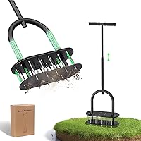 Onadak Manual Lawn Aerator with 15 Sharp 3-Inch Steel Spikes, Padded T-Handle & Wide Foot Plate for Easy Yard Aeration