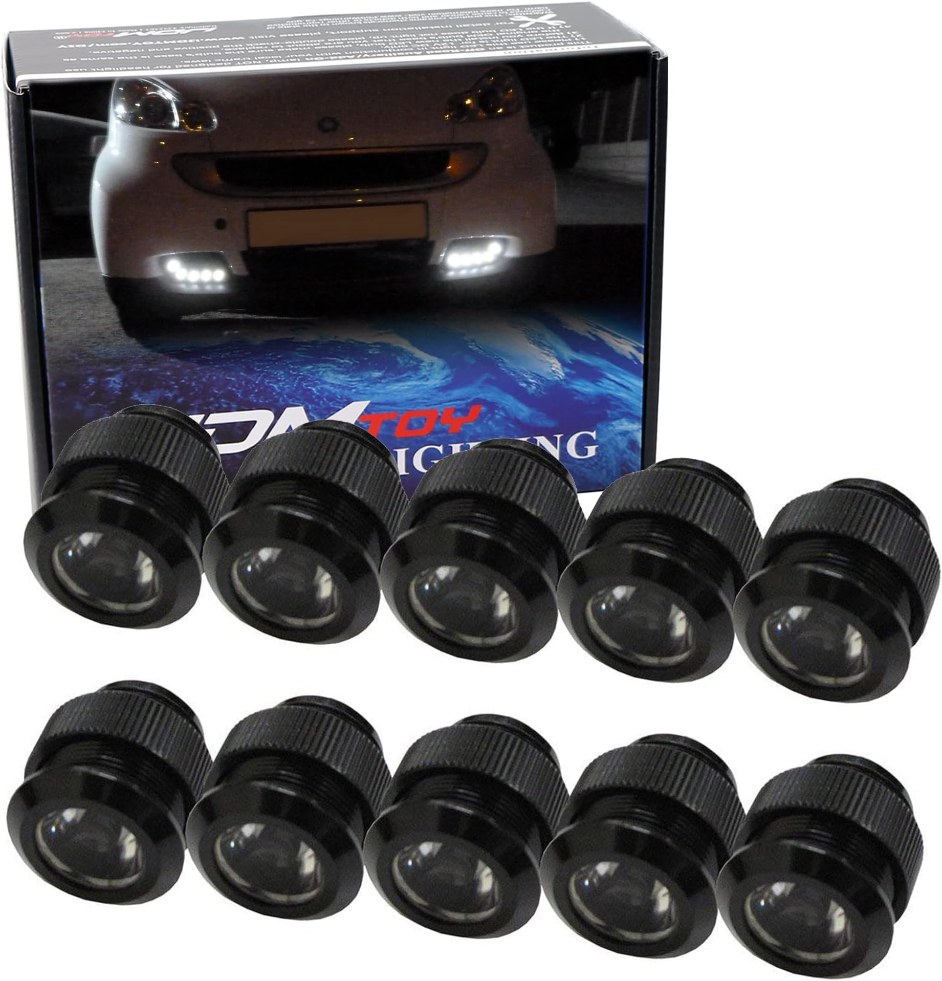 30W High Power Brabus Style 10pc Dot LED Daytime Running Light Retrofit Kit Compatible with 2008-2012 Smart Car Fortwo, Xenon White