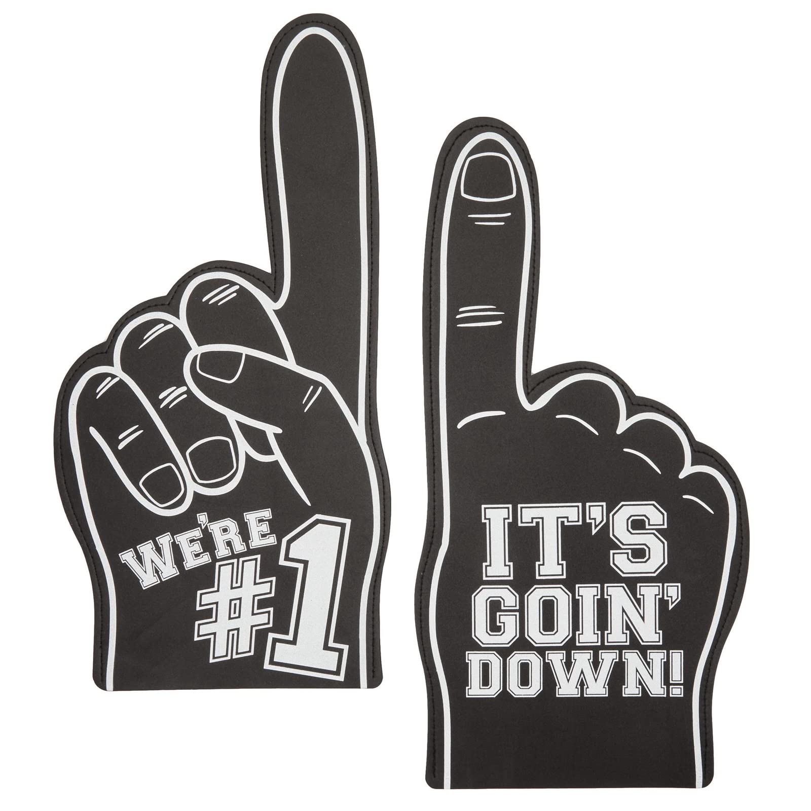 2 Pack Foam Finger #1, It's Goin' Down, Sports Party Favors, Outdoor Essentials, Black (9 x 17.5 in) - Foam Fingers - Pep Rally Supplies