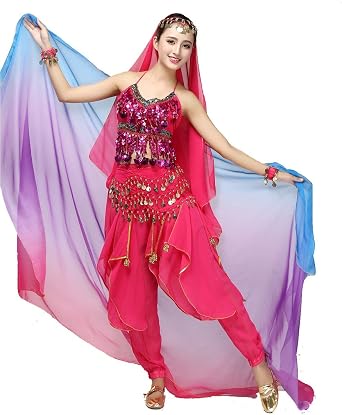 Womens Belly Dance Gradual Colorful Chiffon Scarf Veil 2.2 * 1.2M