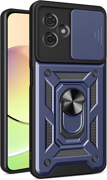 Compatible with ZTE Blade A73 4G Bracket Shell,Compatible with ZTE Axon 50 Lite 4G Case,with Slide Camera Lens Cover Compatible with ZTE Blade V50 Design 4G / Blade V50 Smart 4G Case Blue