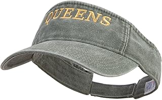 New York Queens District Logo Embroidered Washed Pigment Dyed Cotton Twill Visor