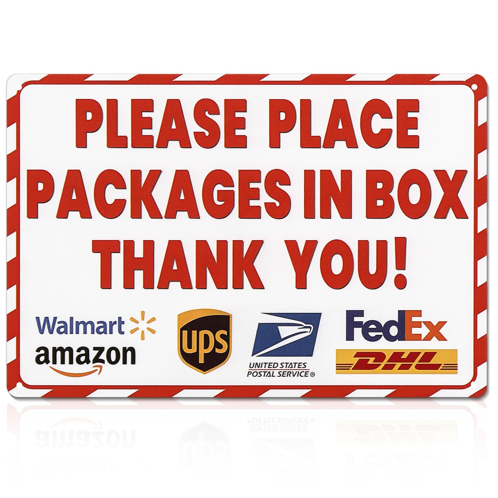 LIGHOON 7.9" x 11.8" Package Delivery Sign for Outdoor Yard Metal Tin Plate Delivery Signs for Packages Delivery Boxes for Outside- Please Place Packages in Box Thank You