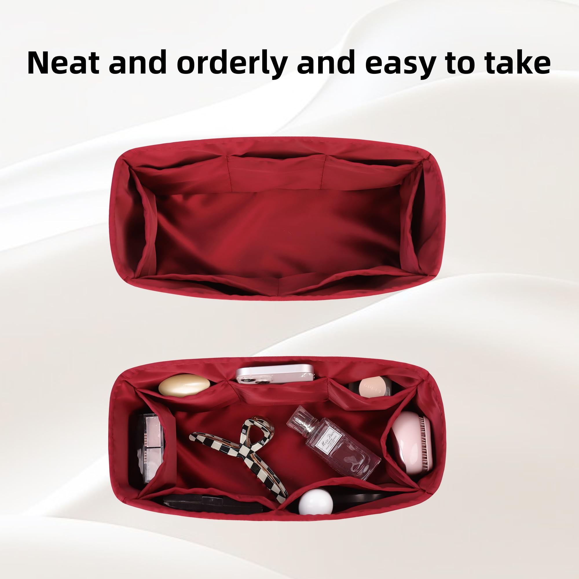 DGAZ Satin Handtaschen Organizer für Graceful PM, Tascheneinsatz, Weinrot