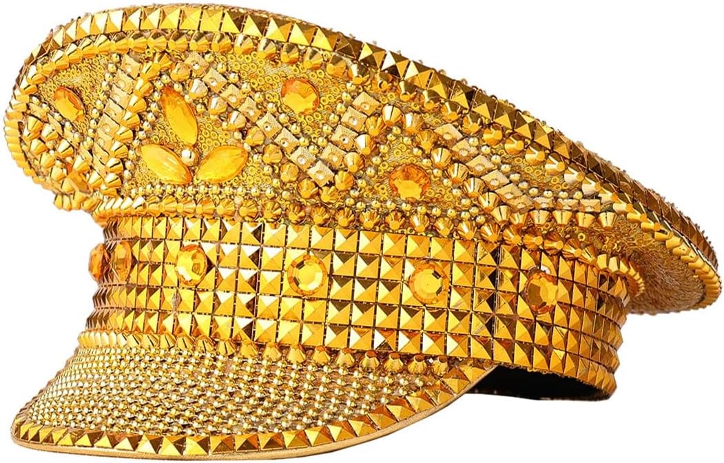 COSDREAMER Women's Burning Man Hat Festival Military Captain Party Hats (Black feather)