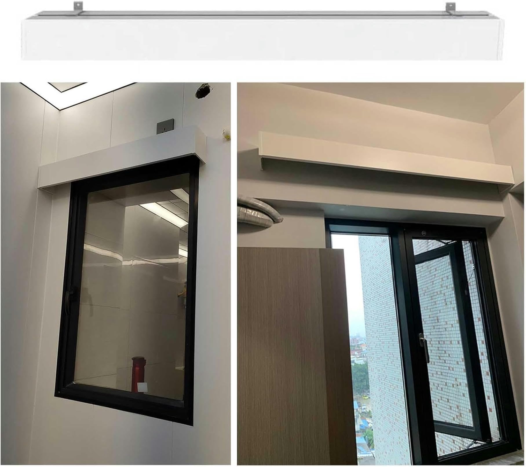Cache-Rideau Blanc avec Tringle à Rideau Simple pour Fixation Murale (130 cm / 4,3 pi), Supports Inclus