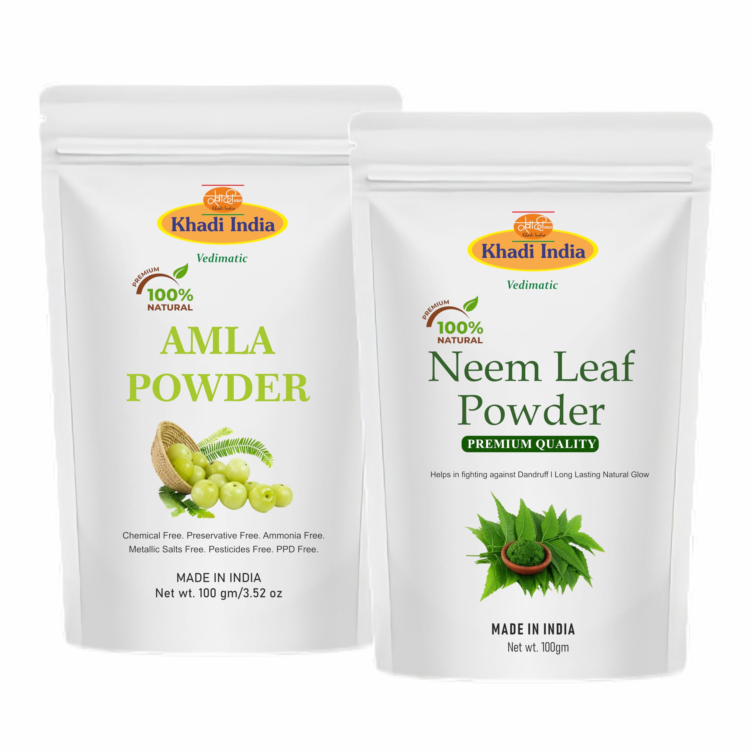 Khadi 100% Pure Herbal Amla Powder & Neem Powder - Combo Pack for Hair (AMLA & NEEM, PACK OF 2-200GM)-picture-24