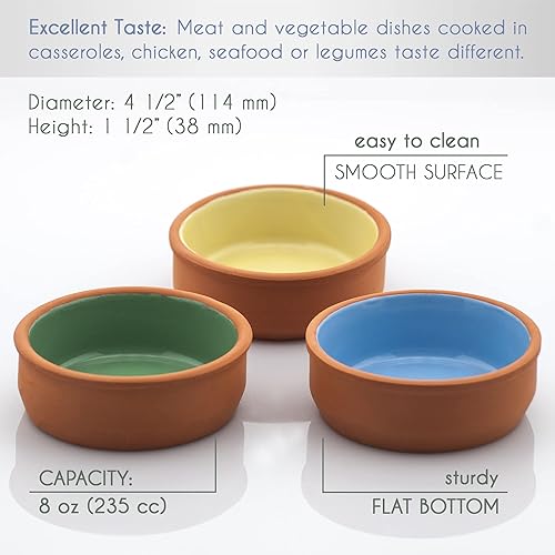 Miniatura 6 de Juego de ollas de arcilla hechas a mano, cuenco de terracota hecho a mano, ollas esmaltadas para platos mexicanos, tazas de pudín de loza, cuencos