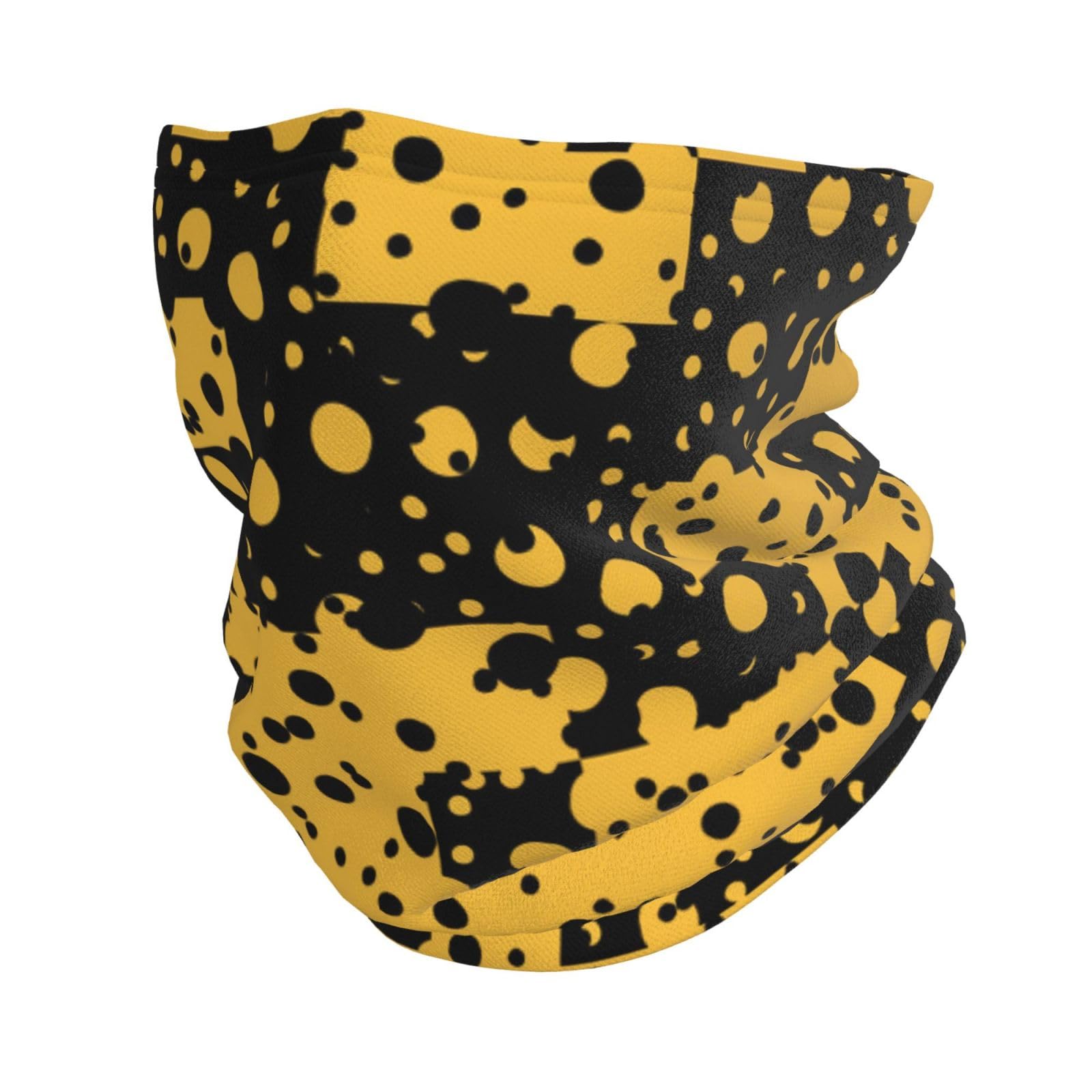 YOFIEN Black Yellow Abstract Pattern，Winter Face Mask Cover，Neck Warmer Gaiter Fleece Windproof Cold Weather Scarf for Men & Women