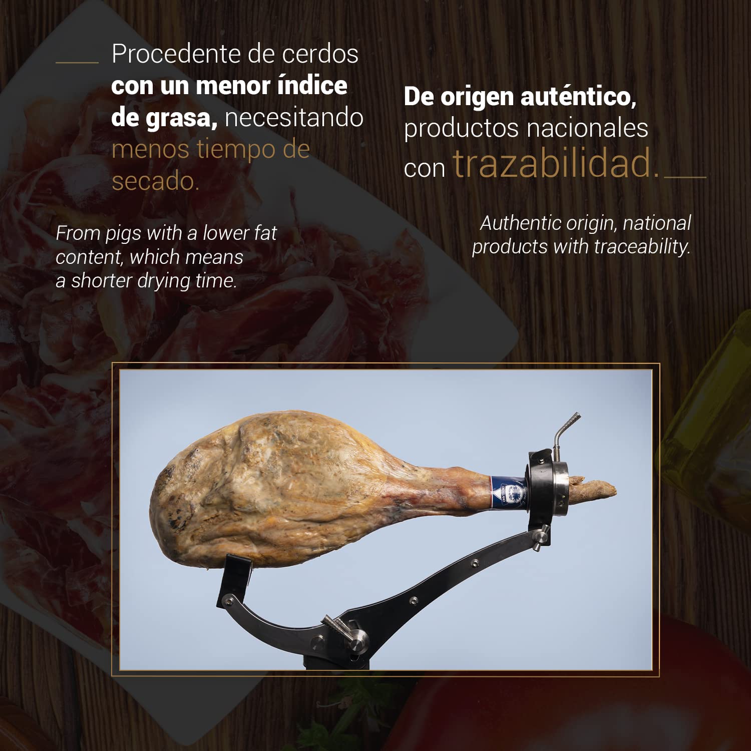 Orollano - Jamón Curado de 7.5 kg Aprox - Pieza de Jamón Serrano con Curación de 9 a 12 Meses - Procedente de Cerdos Blancos