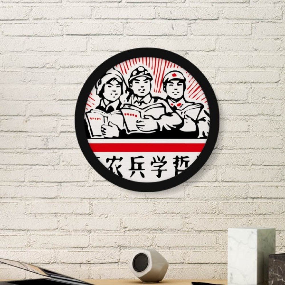 Peinture Chine cadre photo rond en bois noir pour décoration