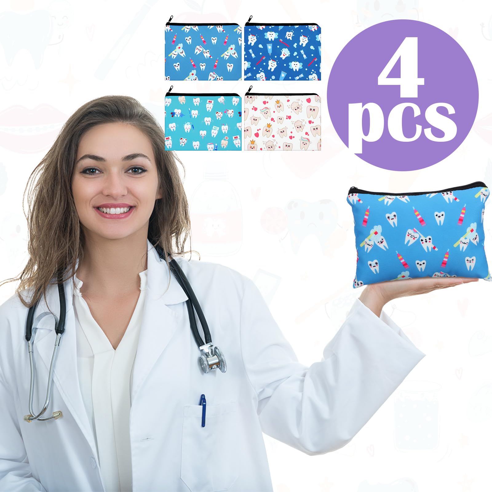 Jingmore 16 Pcs Dental Hygienist Gifts Bulk Include12 oz Teeth Stainless Steel Tumbler Cosmetic Bag Tooth Shape Keychain Tooth Socks Dental Assistant Gifts for Christmas Nurse Graduation Accessories