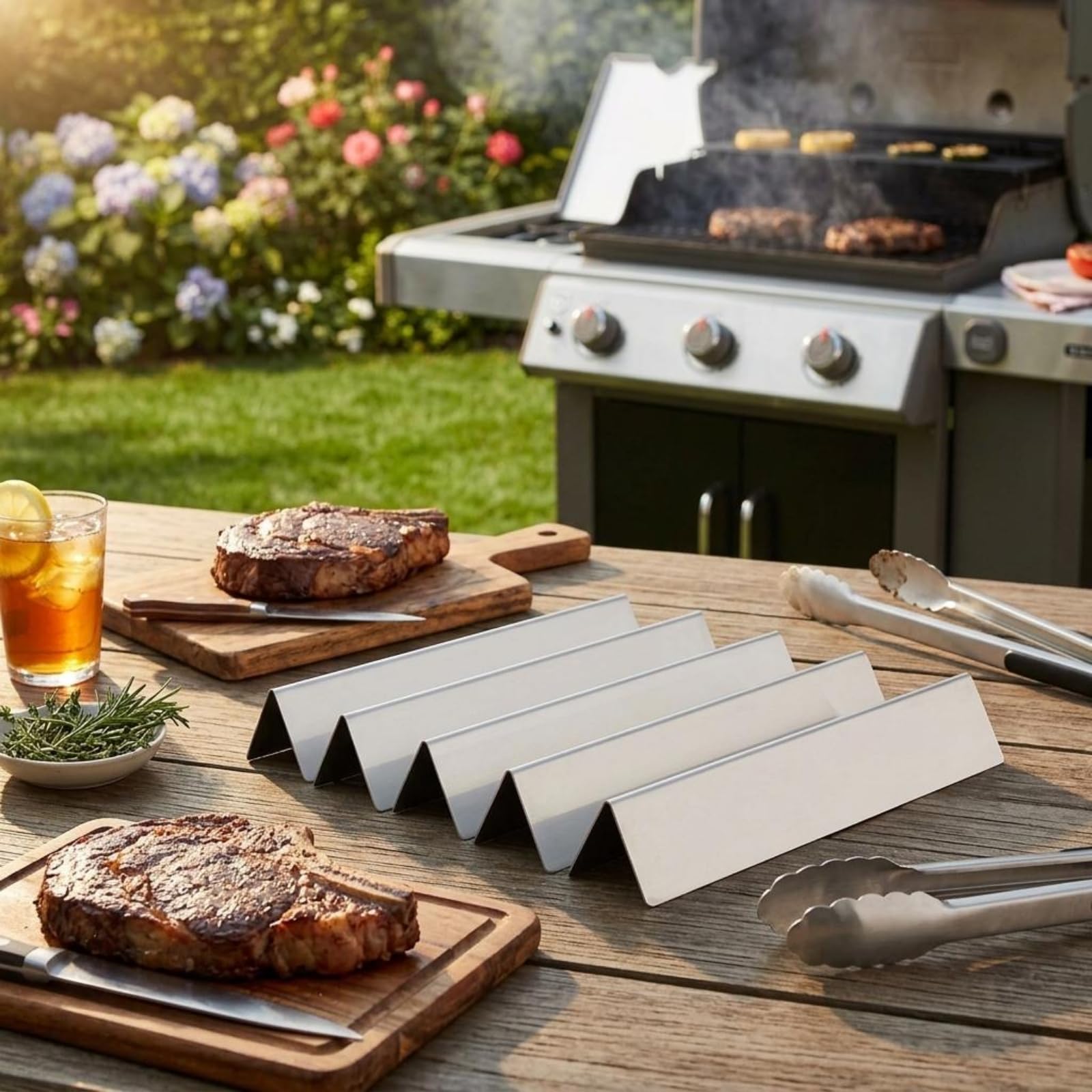 Harilla Barbecue Burner Cover Copertura Bruciatore Barbecue Deflettore Calore Protezione Bruciatore Barre Aroma in Acciaio Inox 304 Spessore 1 Mm Pannello