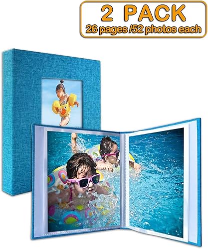 Miniatura 9 de Álbum de fotos pequeño de 5 x 7 pulgadas, paquete de 2 unidades, cada una de 26 páginas transparentes con capacidad para 52 imágenes. Álbum de fotos
