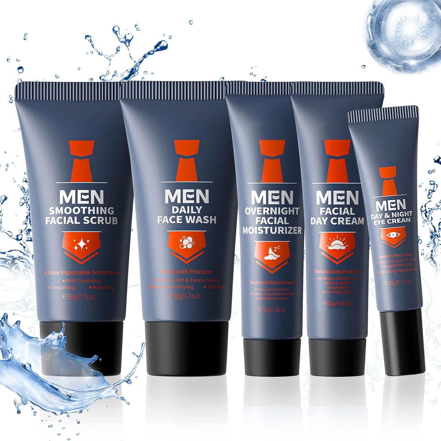 Mens Skincare Set, Valentines Day Gifts for Him, 5Pcs Mens Facial Care Kit – Facial Cleanser, Facial Scrub, Day Cream, Eye Cream and Overnight Moisturizer, Travel Size Mens Skincare Gift Set Mens Skincare Set, Valentines Day Gifts for Him, 5Pcs Mens Facial Care Kit – Facial Cleanser, Facial Scrub, Day Cream, Eye Cream and Overnight Moisturizer, Travel Size Mens Skincare Gift Set