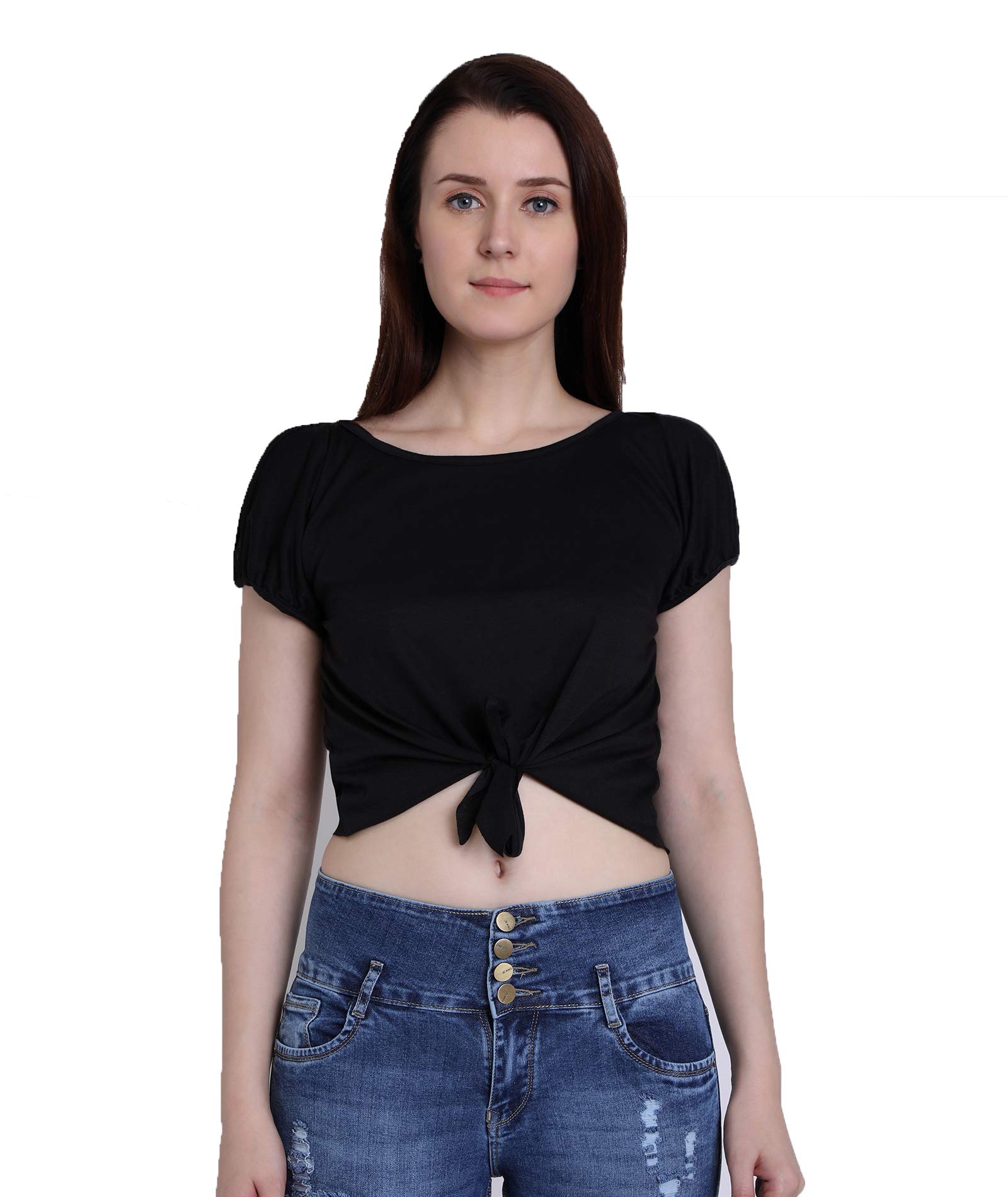 Poly Viscose Knot Front Tops-picture-11