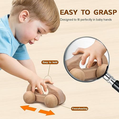 Miniatura 3 de TOY Life Juego de juguetes de madera con autos de madera para bebés, paquete de 8 rompecabezas de madera de animales para niños pequeños