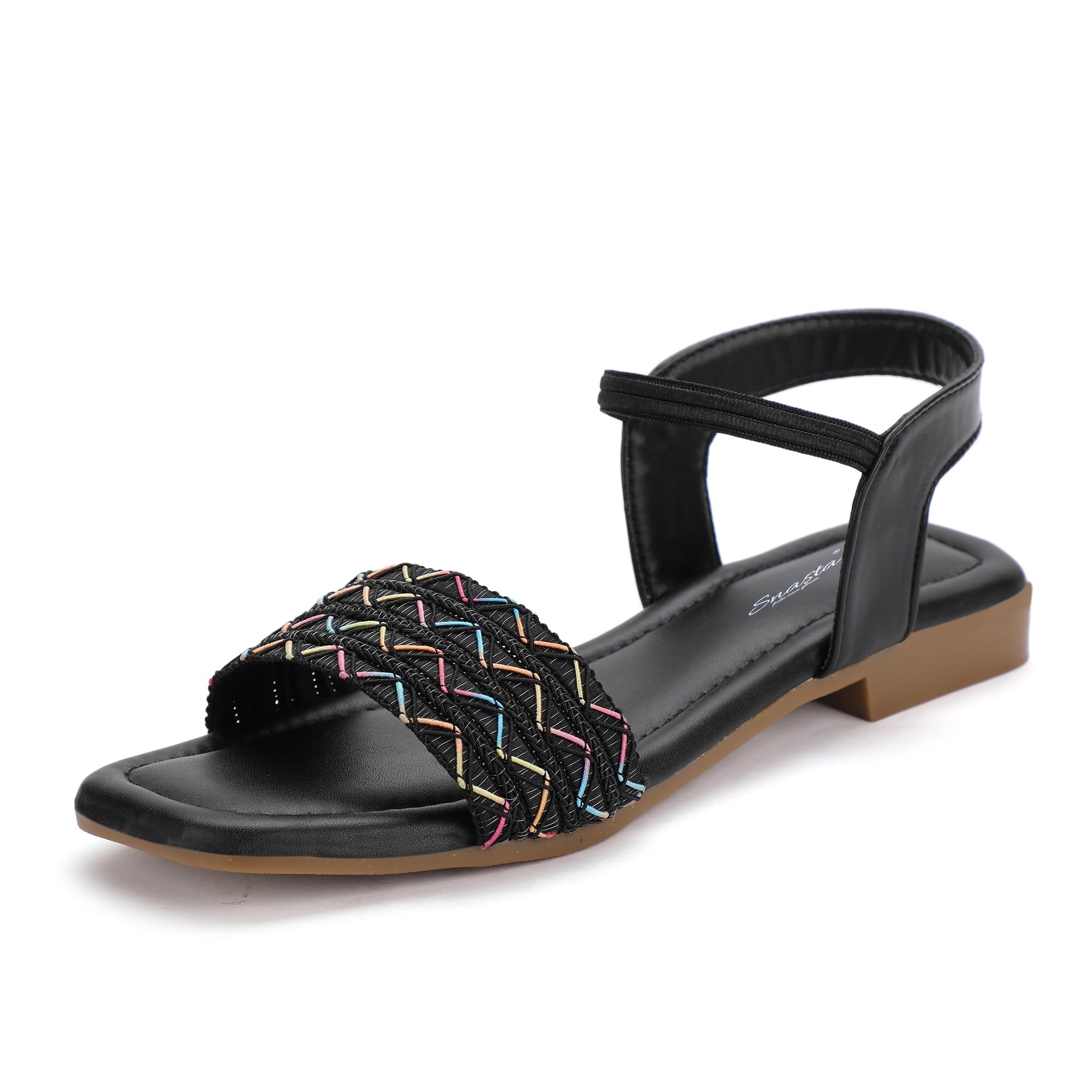 Snasta Women Open Toe Flats Black Fashion Sandals-5 UK (B0CJNVHPT8) Amazon Price History, Amazon Price Tracker