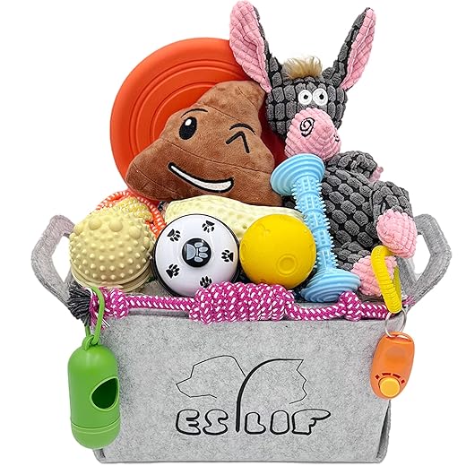 ESYLIF Dog Chew Toys for Teething,Boredom,Toothbrush,20 Pack Puppy Toys with Rope Toys, Treat Balls and Squeaky Toys for Small Medium Breeds
