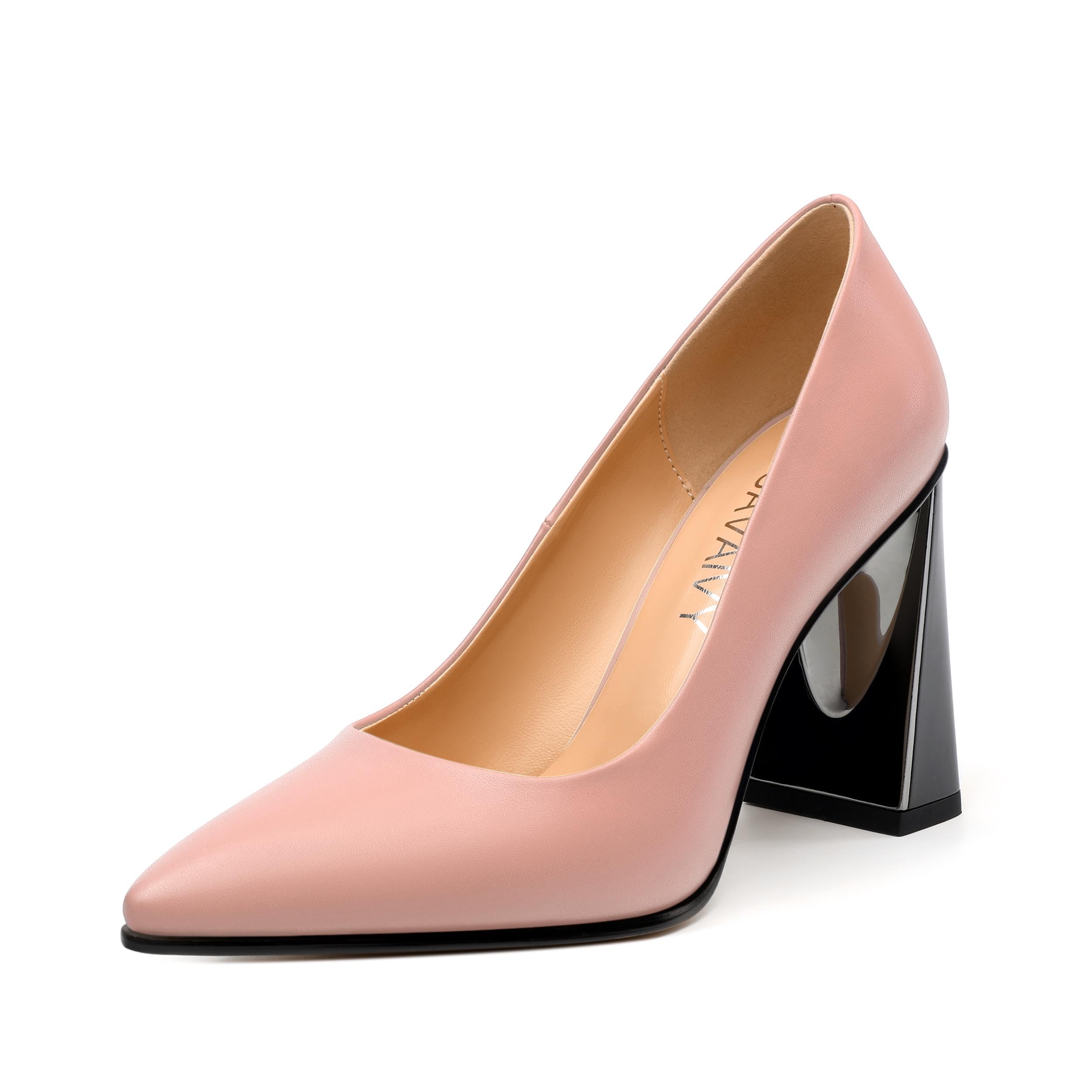 GUAVAIVY Womens Pumps, Pointed Closed Toe High Heels, Slip On Fashion Chunky Heel Work Dress Office Wedding Party Shoes