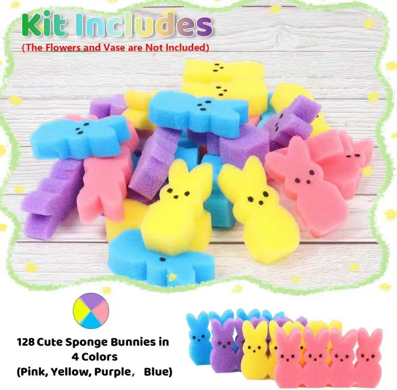 128Pcs Sponge Bunny Vase Fillers, Easter Decor for Tiered Tray & Table | 128Pcs Easter Sponge Bunny Vase Fillers, Soft Ant-Proof Sponge, Great For Vase, Tiered Tray & Spring Table Decor