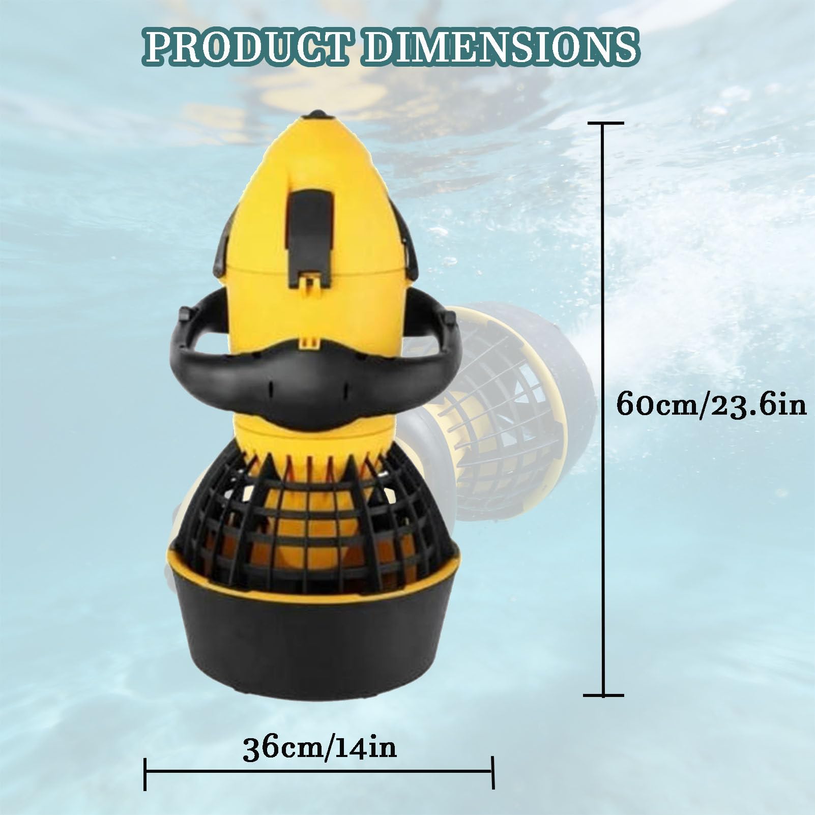Scooter Submarino, Scooter eléctrico subacuático de 500 W, Hélice subacuática de Doble Velocidad, Compacto y Ligero, Scooter de Buceo, para Adultos, Piscina, Buceo, Esnórquel