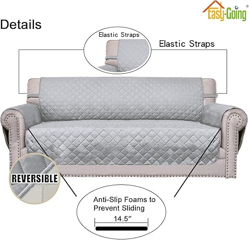 Miniatura 3 de Easy-Going - Funda reversible extragrande para sofá de 3 cojines, funda protectora de muebles, resistente al agua, con varillas de espuma, para