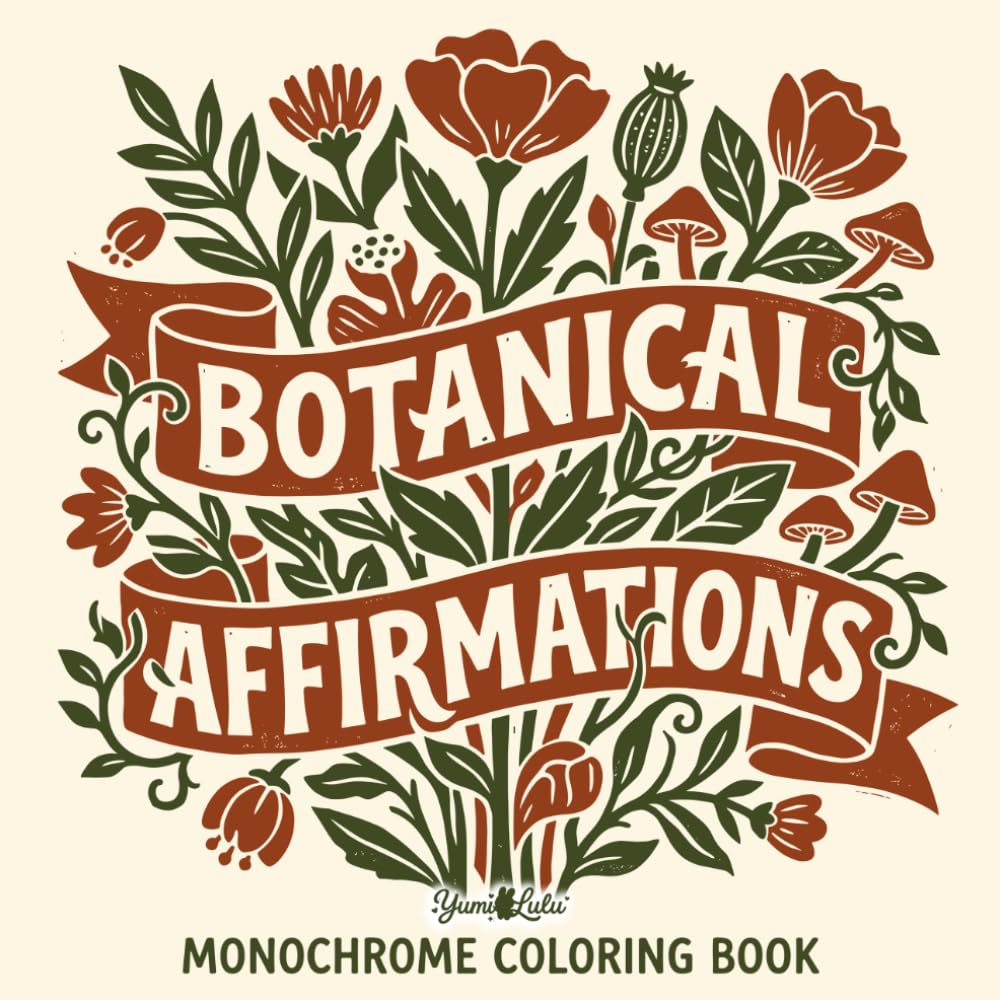 Botanical Affirmations Monochrome Coloring Book: One Color Affirmation & Botanical Art for Adults | 35 Uplifting Quote & Floral Illustrations for a Slow and Still Coloring Experience