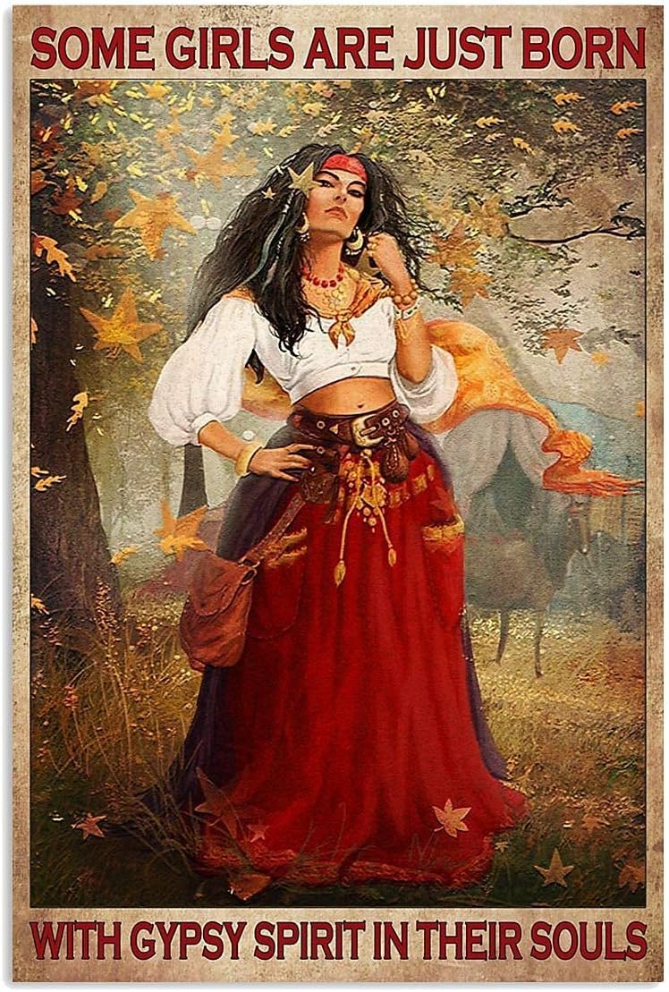 Cuarevw Girls 07 Metal Tin Sign Retro Wall Decor Gypsy Poster,Some Are Born With A Gypsy Soul,Tin Sign Poster Vintage Metal Signs For Bar Music Club Man Cave Room Wall Decor 8X12 Inch….Jpg
