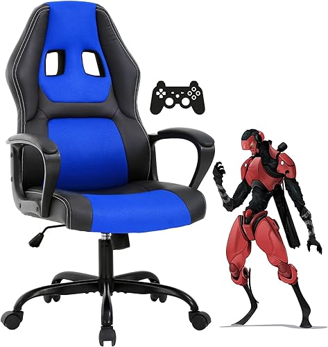 Silla para videojuegos, silla de computadora de computadora, silla de oficina para adultos, adolescentes y niños, silla ergonómica de piel sintética