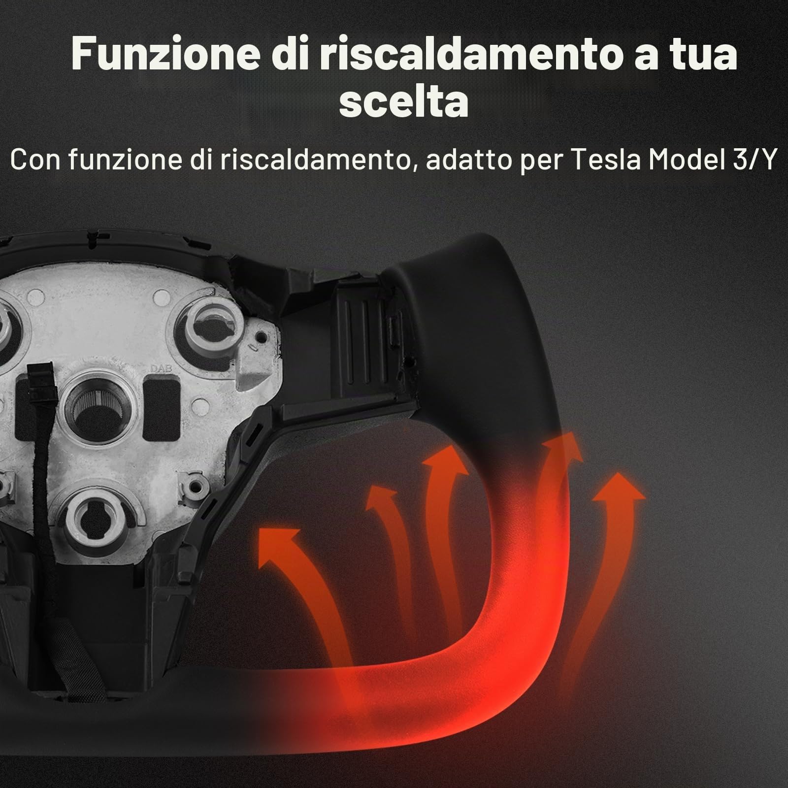 Volante Yoke con Funzione di Riscaldamento per Model Y/3, Pelle Nera Modificata Personalizzata, Tesla Yoke da Corsa