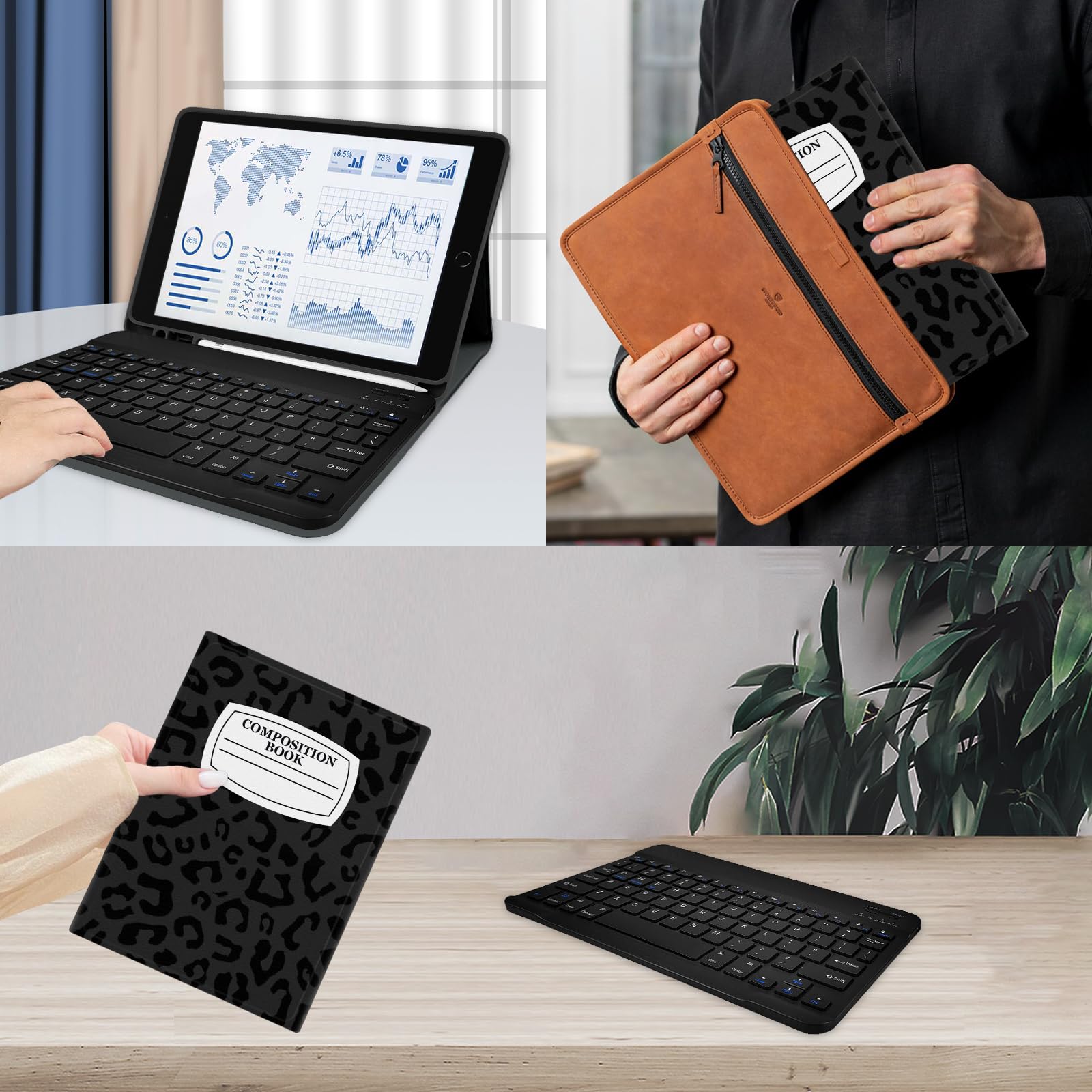Funda con teclado para iPad de 9ª generación de 10.2 pulgadas 2021, magnéticamente absorbente, apagado y encendido automático, soporte para lápiz con 2 películas templadas para iPad de