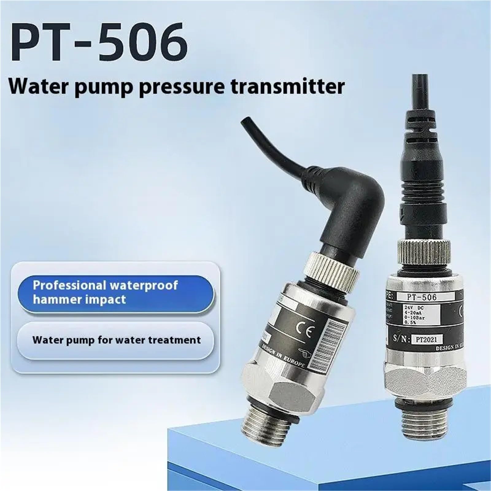 Sensor de presión PT-506 G1/4 4-20 mA - Transductor grado industrial for bomba agua Alta precisión(10Bar)