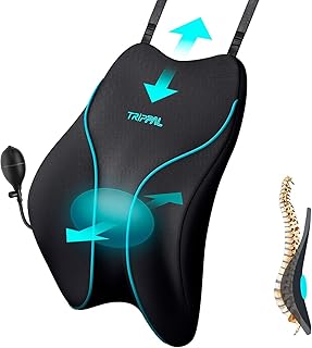 Adjustable Lumbar Support for Car: 4-Way Lower Back Pillow with 3" D & 4" H Adjust for Long Distance Driving