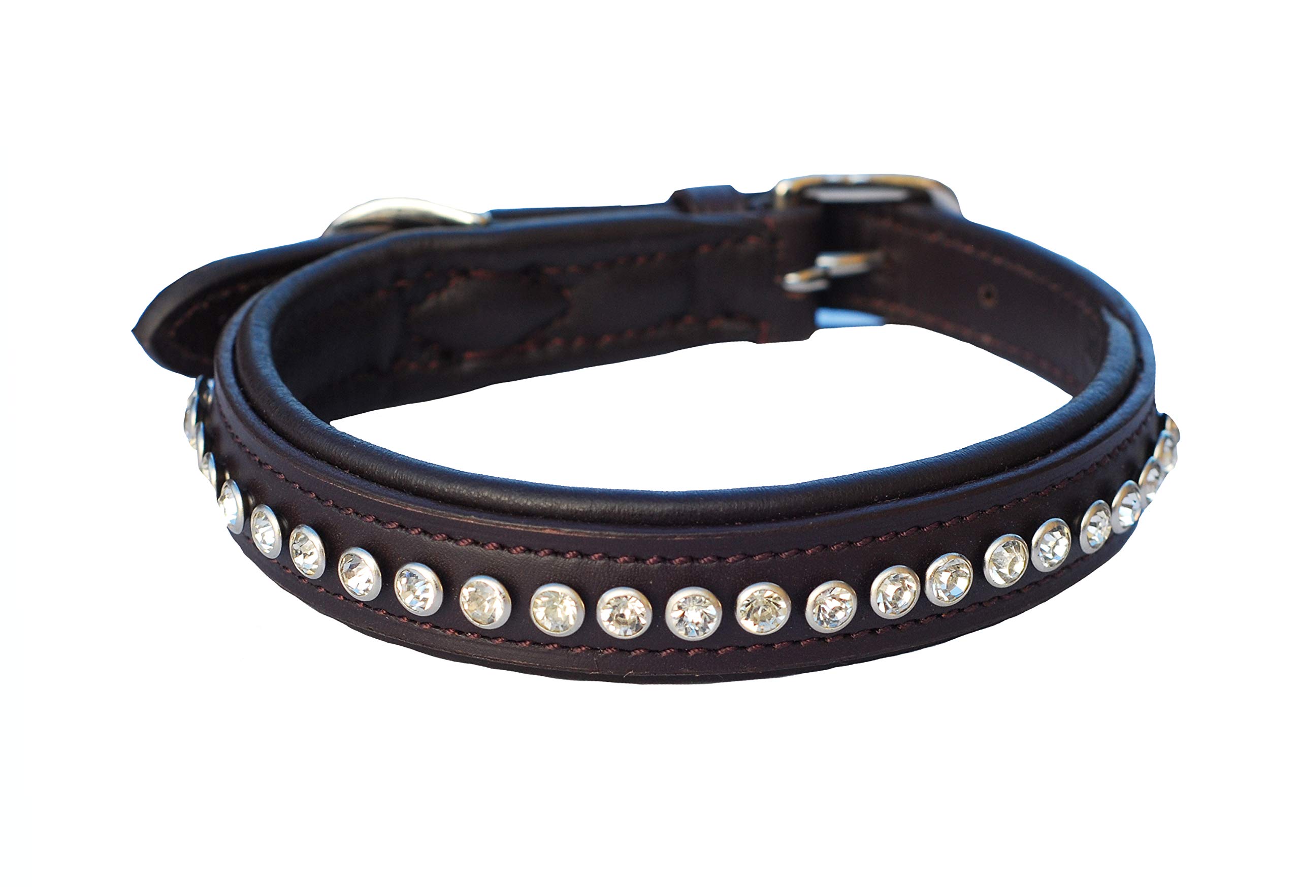 Collier en cuir rembourré anti-irritation à strass brillants