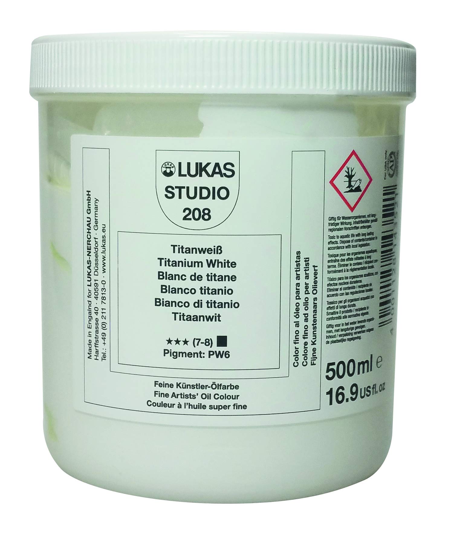 Peinture à l'huile LUKAS Studio blanc titane tube pot 500 ml beaux arts toile