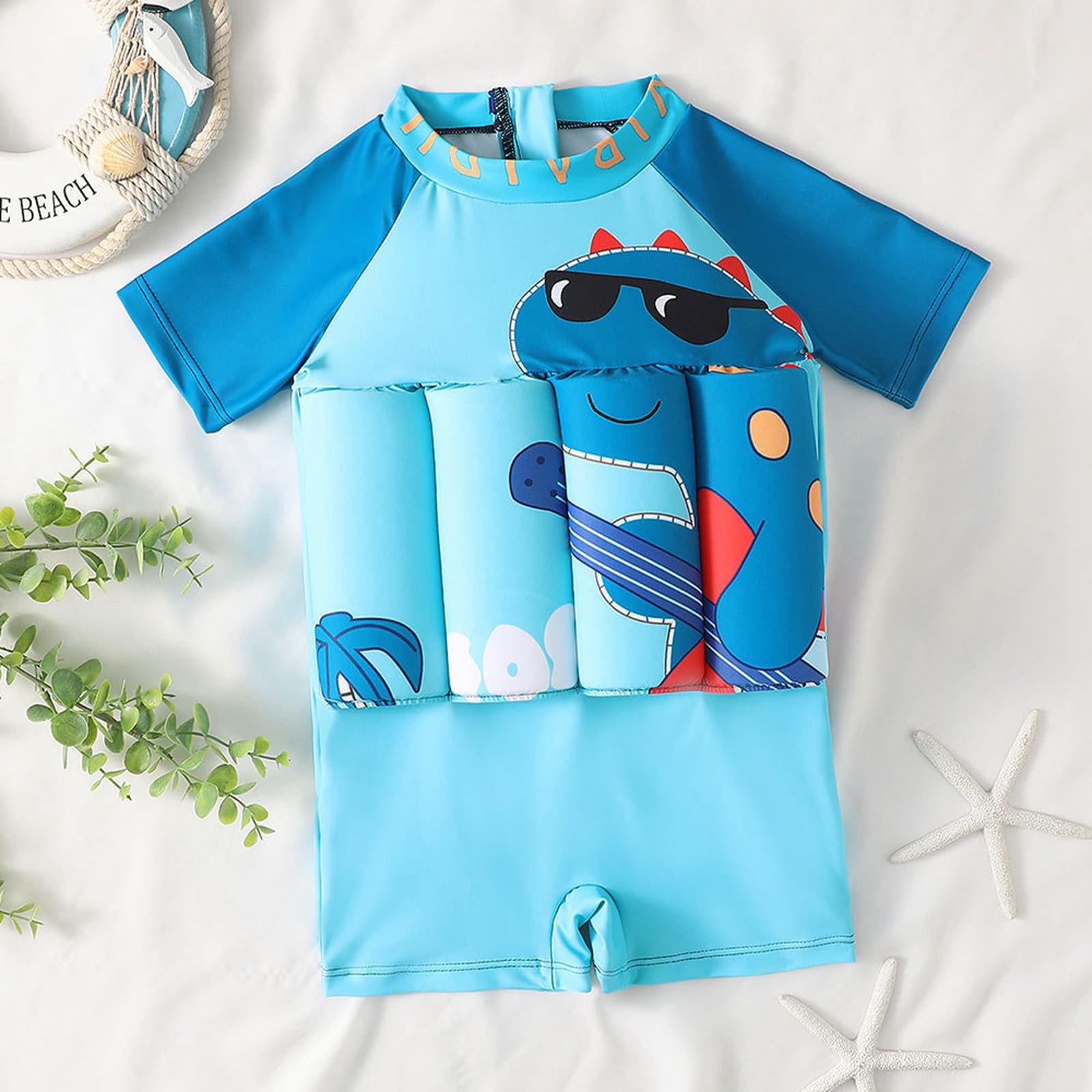 Maillot de Bain Flottant Une Pièce pour Bébé Garçon Filles Combinaison Flottante à Flottabilité Réglable à Manches Courtes Combinaison de Surf Rash Guard Vêtements de Plage D'été