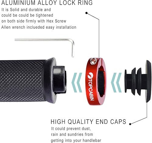 Vista 55 de Puños de manillar de bicicleta de doble bloqueo - Puños cómodos de goma para bicicleta de montaña BMX (Enchufe de bloqueo de aluminio+empuñaduras)