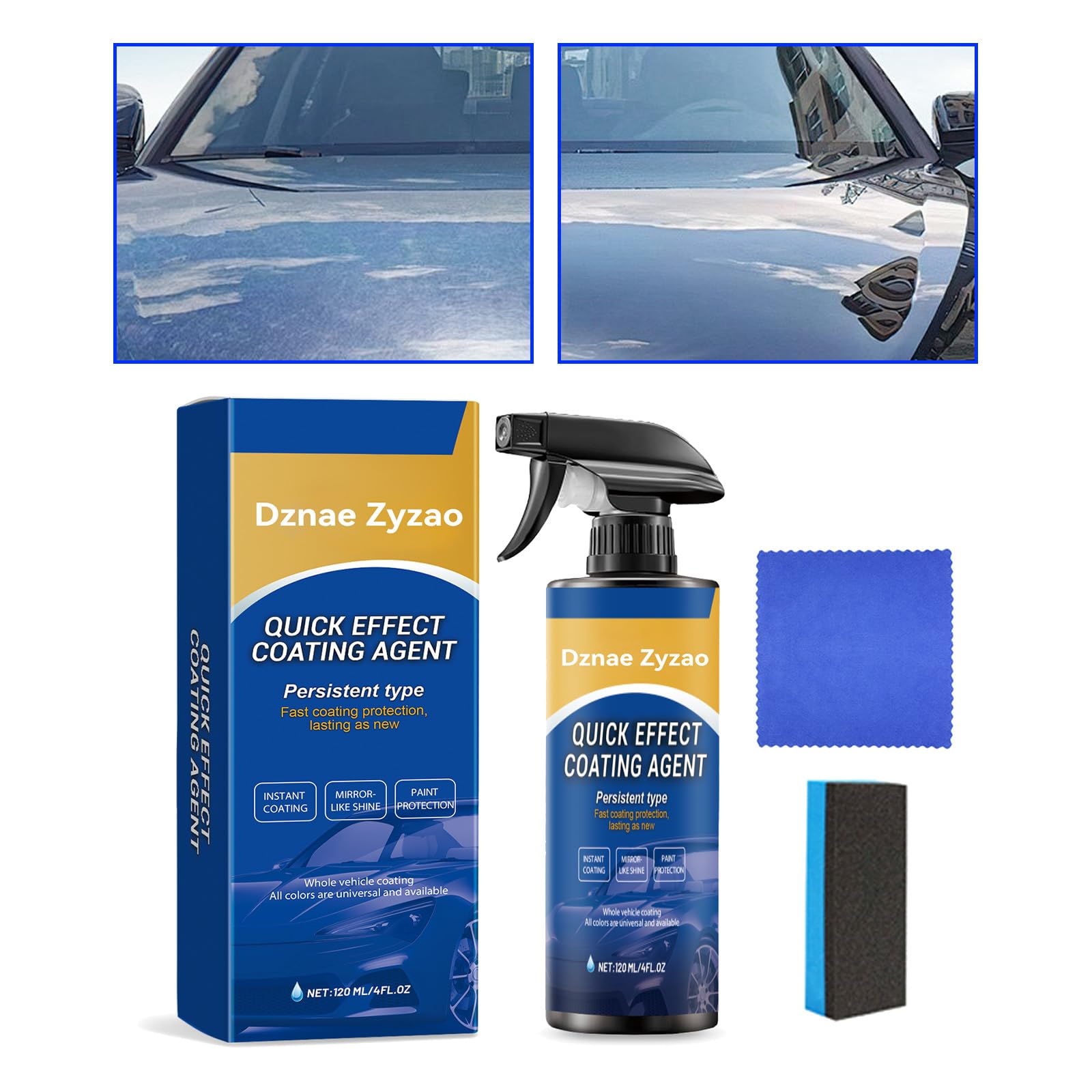 2026 New Upgraded Dznae Zyzao Car Coating Spray, Quick Effect Coating Agent, Car Scratch Wax Polish Spray Waterless Wash (1,120ML)