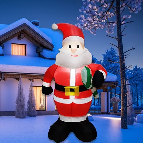Papá Noel inflable al aire libre 4 pies para decoración de Navidad inflable al aire libre con luces LED integradas espacio de decoración de patio