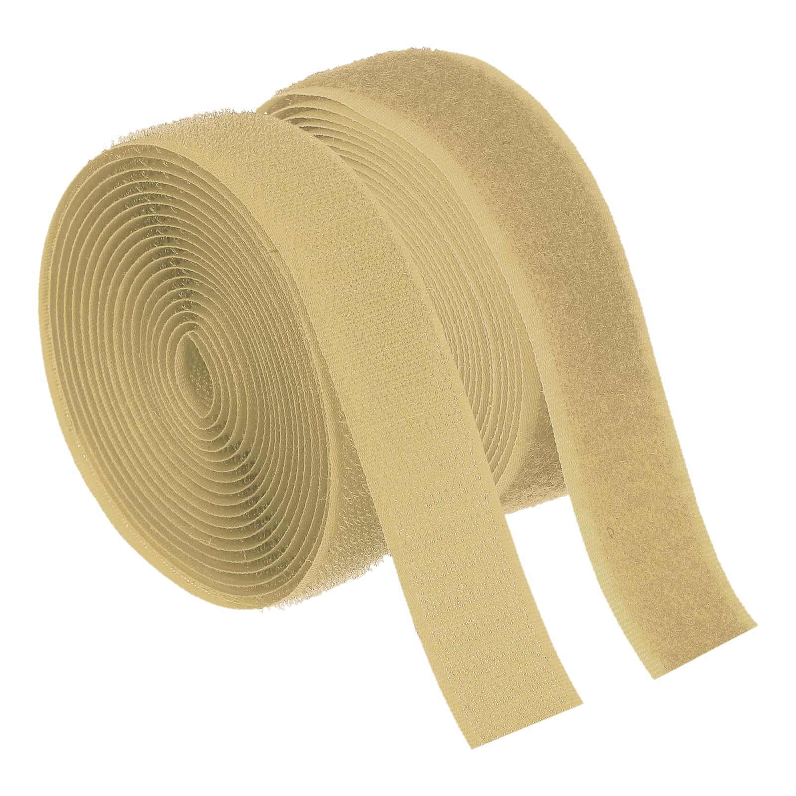 PATIKIL 3 Yard Sew on Hook and Loop Strips, 1 Inch(25mm) Width Non-Adhesive Back Nylon Fabric Tape Strong Grip Fastener Strips Interlocking Tape for DIY Craft Sewing, Khaki